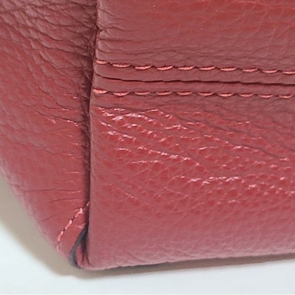 Coach Kacey Pebbled Leather Satchel Handbag Red Gold Hardware Crossbody - Picture 6 of 9